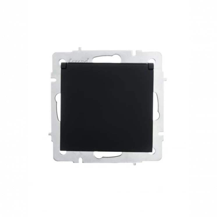 Розетка 1-м СП Vesna с заземл. с крышкой ПБТ механизм черн. бархат LEZARD 742-4288-123B