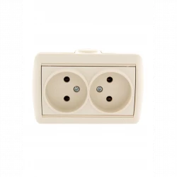 Розетка 2-м ОП Nata 16А IP20 без заземл. керамика крем. LEZARD 710-0300-128