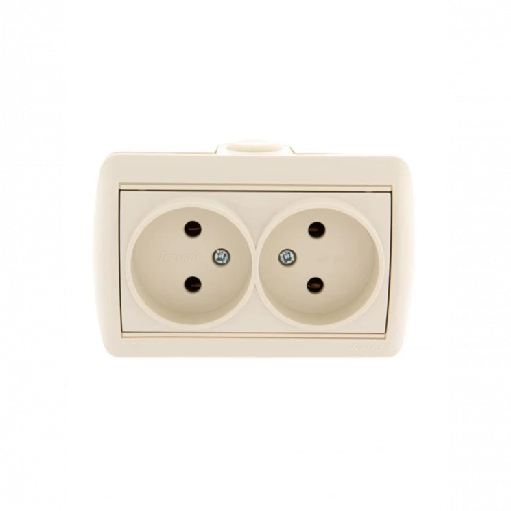 Розетка 2-м ОП Nata 16А IP20 без заземл. керамика крем. LEZARD 710-0300-128