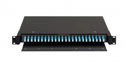 Оптический кросс NIKOMAX 19" Premium Line, 1U, укомплектованный на 48 портов LC/UPC (24 двойных LC/UPC адаптеров), SM 9/125 OS2, выдвижной, с полкой