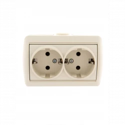 Розетка 2-м ОП Nata 16А IP20 с заземл. керамика крем. LEZARD 710-0300-127