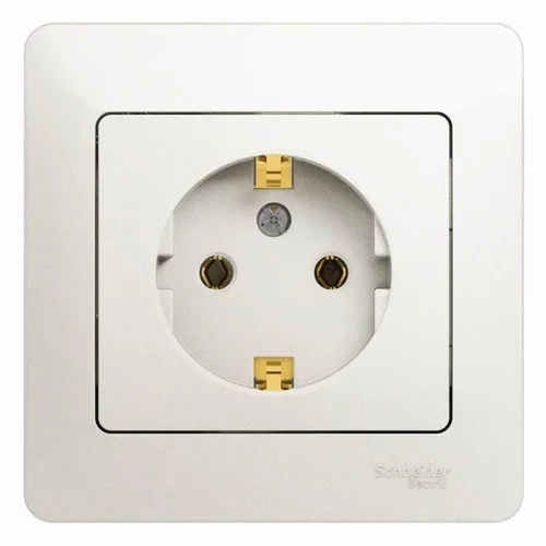Розетка 1-м СП Glossa 16А IP20 с заземл. в сборе перламутр. SE GSL000642