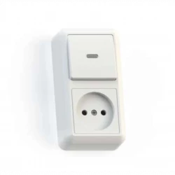 Блок комбинированный ОП БКВР-430 Оптима (1-кл. выкл. с подсветкой + розетка) бел. Кунцево 8061