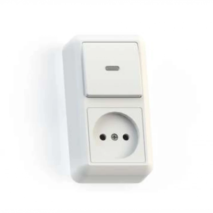 Блок комбинированный ОП БКВР-430 Оптима (1-кл. выкл. с подсветкой + розетка) бел. Кунцево 8061