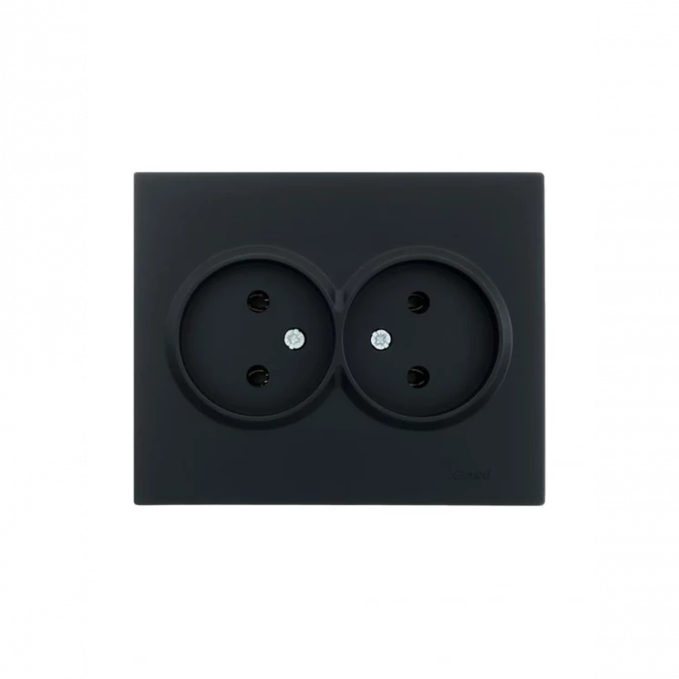 Розетка 2-м СП VESNA без заземл. ПБТ черн. бархат LEZARD 742-4200-128B