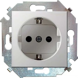 Розетка 1-м СП Simon 15 16А IP20 250В с заземл. Schuko защ. шторки винтов. клеммы механизм бел. Simo