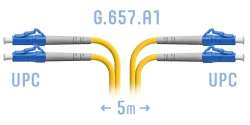 Патчкорд оптический LC/UPC SM G.657.A1 Duplex 5 метров