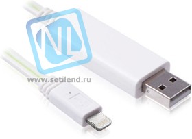 GC-UA2LIF02-0.8m-white, Кабель 0.8m IOS 6.USB 2.0 Premium AM / Lightning 8 pin AM, плоский, светодиодный, белый
