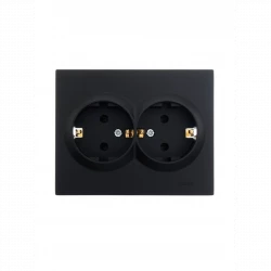 Розетка 2-м СП VESNA с заземл. ПБТ черн. бархат LEZARD 742-4200-127B