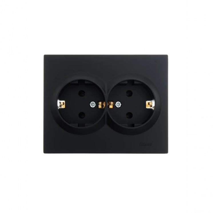 Розетка 2-м СП VESNA с заземл. ПБТ черн. бархат LEZARD 742-4200-127B