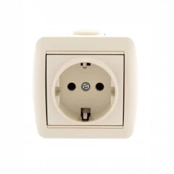 Розетка 1-м ОП Nata 16А IP20 с заземл. керамика крем. LEZARD 710-0300-122
