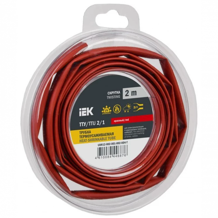 Трубка термоусадочная ТТУ нг-LS 2/1 красн. (уп.2м) IEK UDR12-002-001-002-K04-T