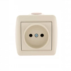 Розетка 1-м ОП Nata 16А IP20 без заземл. керамика крем. LEZARD 710-0300-121
