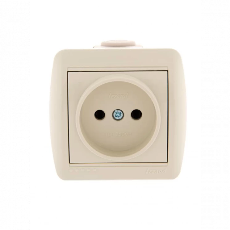 Розетка 1-м ОП Nata 16А IP20 без заземл. керамика крем. LEZARD 710-0300-121