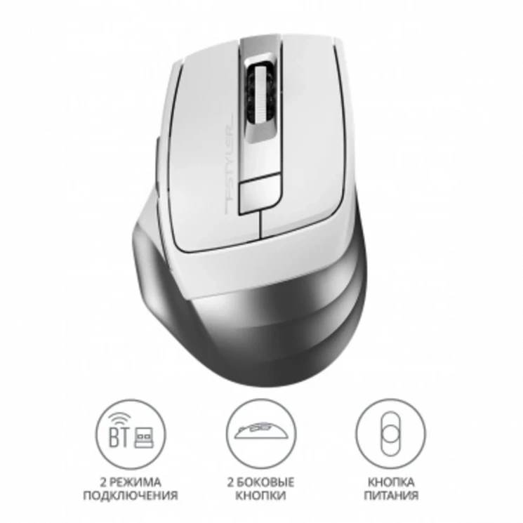 Мышь A4Tech Fstyler FB35 белый/серый оптическая (2000dpi) беспроводная BT/Radio USB для ноутбука (6but)