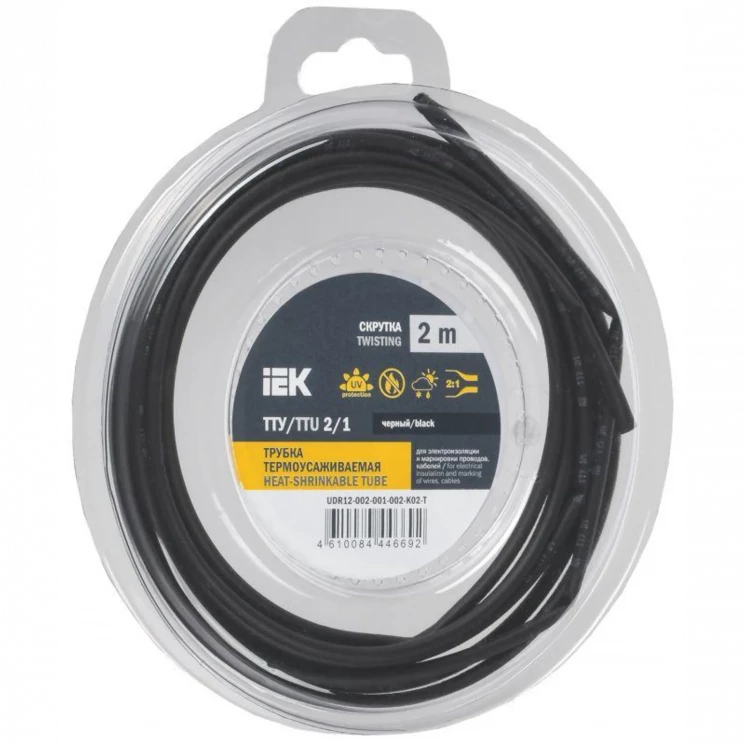 Трубка термоусадочная ТТУ нг-LS 2/1 черн. (уп.2м) IEK UDR12-002-001-002-K02-T