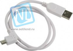 PL1298, Кабель USB2.0 A вилка - Micro USB, угловой, ,белый, 1м