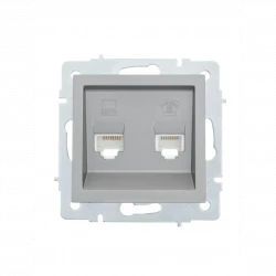 Розетка компьютерная + телефонная 2-м СП Vesna механизм платина LEZARD 742-3588-143