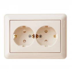 Розетка 2-м СП W59 16А IP20 с заземл. защ. шторки в сборе сл. кость SE RS16-255-28