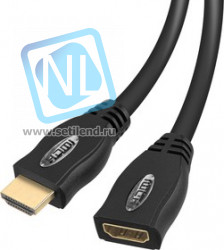HDMF1.8, Кабель удлинитель HDMI (F) - HDMI (M), вер 1.4, поддержка Ethernet/3D/4К, 1.8м