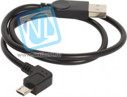 PL1299, Кабель USB2.0 A вилка - Micro USB, угловой, черный, 1м