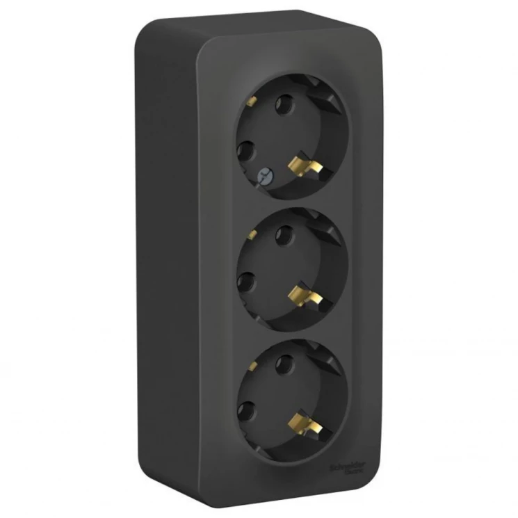 Розетка 3-м ОП Blanca 16А IP20 250В с заземл. без защ. шторок с изолир. пластиной антрацит SE BLNRA0