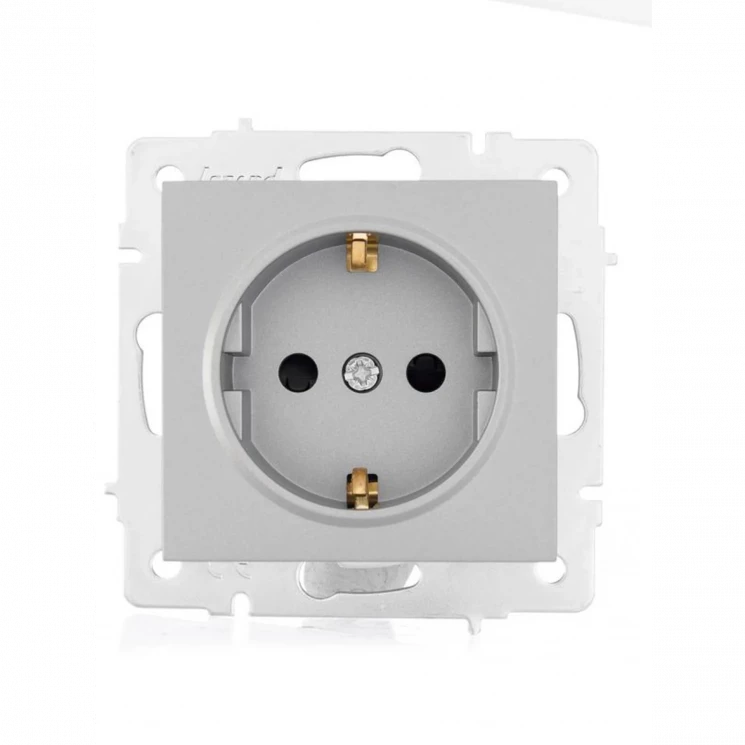 Розетка 1-м СП Vesna с заземл. защ. шторки ПБТ механизм платина LEZARD 742-3588-124B