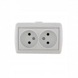 Розетка 2-м ОП Nata 16А IP20 без заземл. керамика бел. LEZARD 710-0200-128