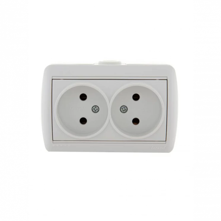 Розетка 2-м ОП Nata 16А IP20 без заземл. керамика бел. LEZARD 710-0200-128