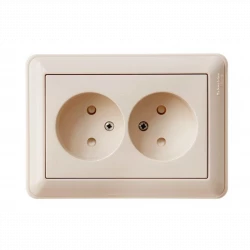 Розетка 2-м СП W59 16А IP20 без заземл. защ. шторки сл. кость SE RS16-254-28