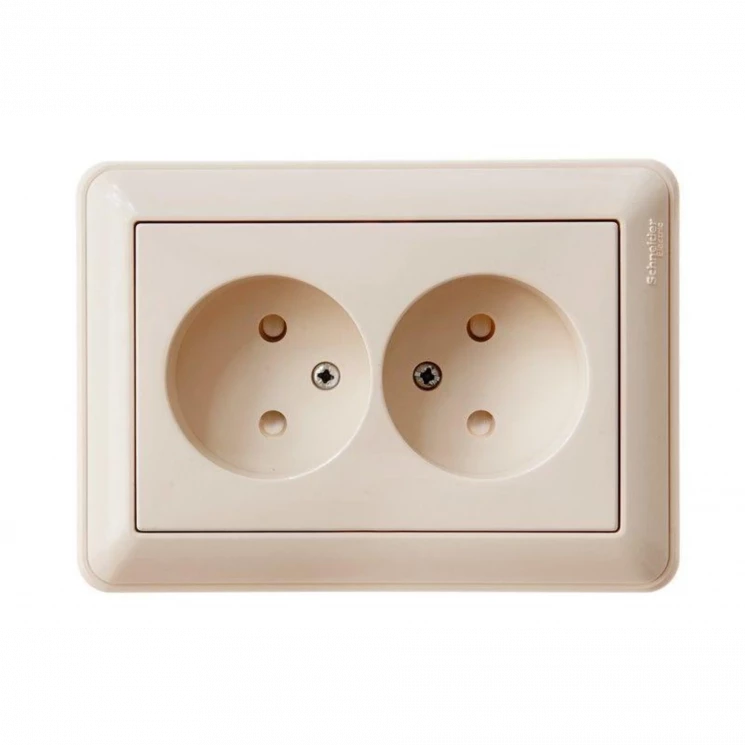 Розетка 2-м СП W59 16А IP20 без заземл. защ. шторки сл. кость SE RS16-254-28