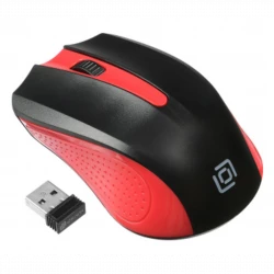 Мышь Оклик 485MW черный/красный оптическая (1600dpi) беспроводная USB для ноутбука (3but)