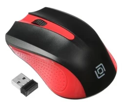 Мышь Оклик 485MW черный/красный оптическая (1600dpi) беспроводная USB для ноутбука (3but)