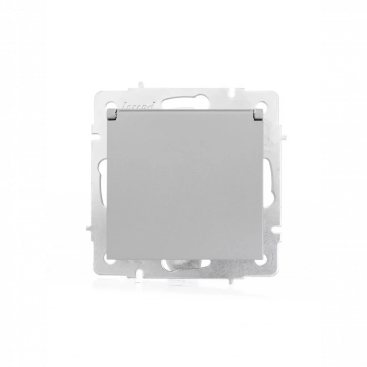Розетка 1-м СП Vesna с заземл. с крышкой ПБТ механизм платина LEZARD 742-3588-123B