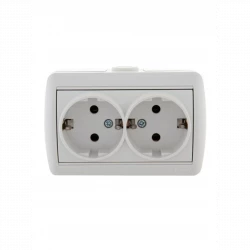 Розетка 2-м ОП Nata 16А IP20 с заземл. керамика бел. LEZARD 710-0200-127