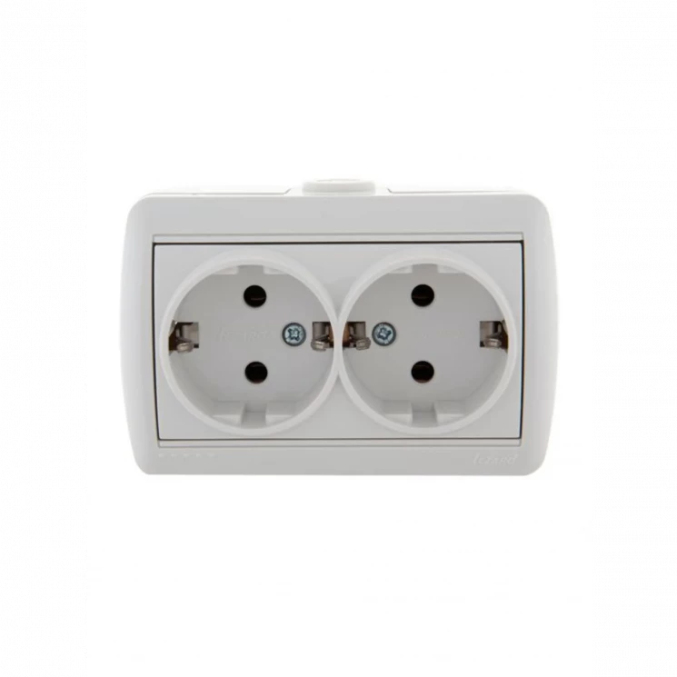 Розетка 2-м ОП Nata 16А IP20 с заземл. керамика бел. LEZARD 710-0200-127