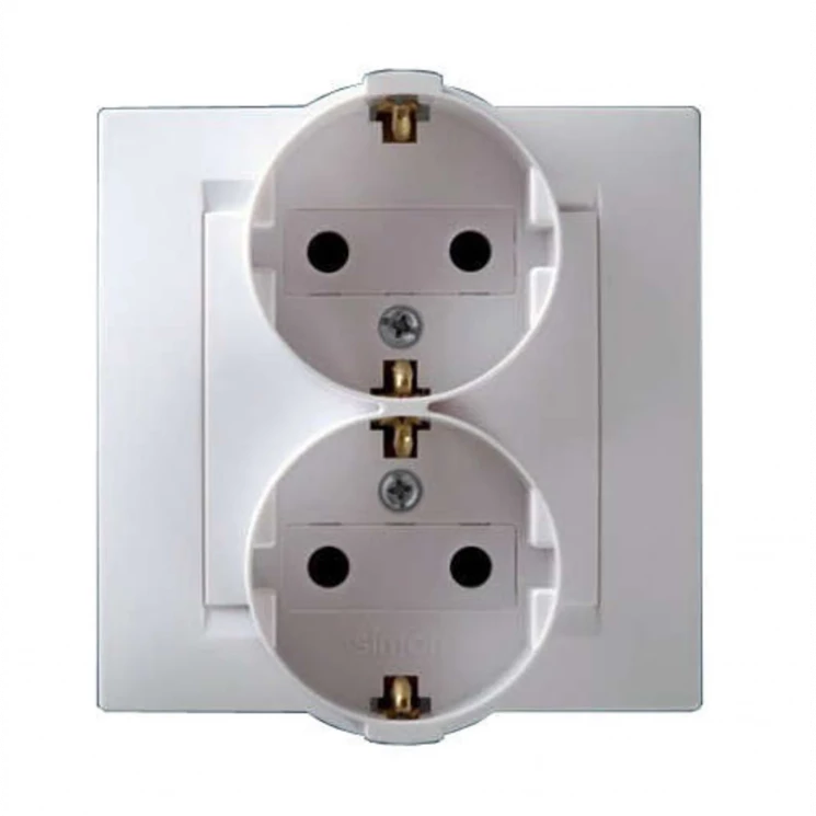 Розетка 2-м СП Simon15 16А IP20 250В с заземл. винт. клеммы бел. Simon 1590459-030