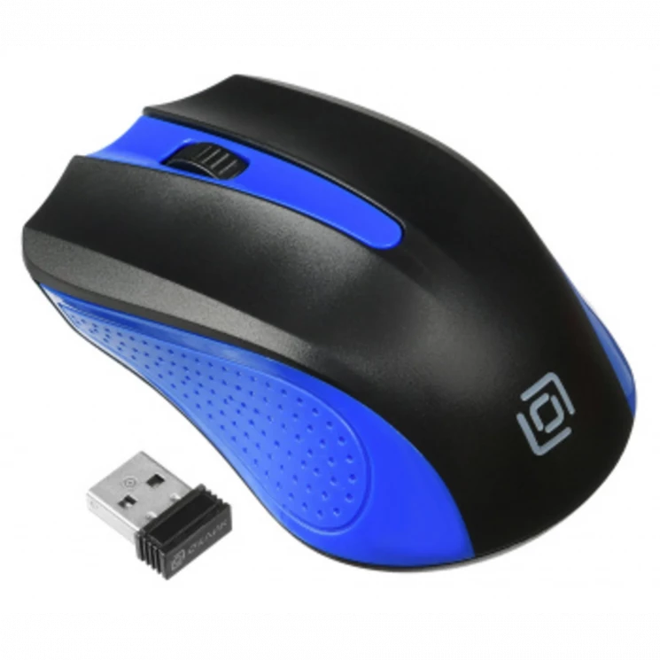 Мышь Оклик 485MW черный/синий оптическая (1000dpi) беспроводная USB для ноутбука (3but)