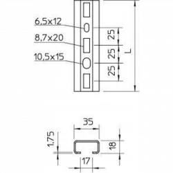 Рейка профильная 1000х35х18 1268 SL 1M FS (дл.1м) OBO 1104445