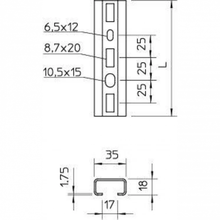 Рейка профильная 1000х35х18 1268 SL 1M FS (дл.1м) OBO 1104445