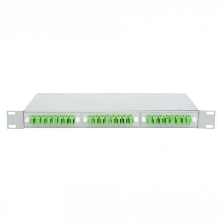 Кросс оптический 19" (ШКОС) укомплектованный на 24 SC/APC порта (комплект с розетками и пигтейлами)