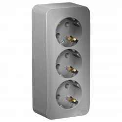 Розетка 3-м ОП Blanca 16А IP20 250В с заземл. без защ. шторок с изолир. пластиной алюм. SE BLNRA0103