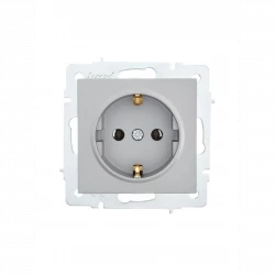 Розетка 1-м СП Vesna с заземл. ПБТ механизм платина LEZARD 742-3588-122B