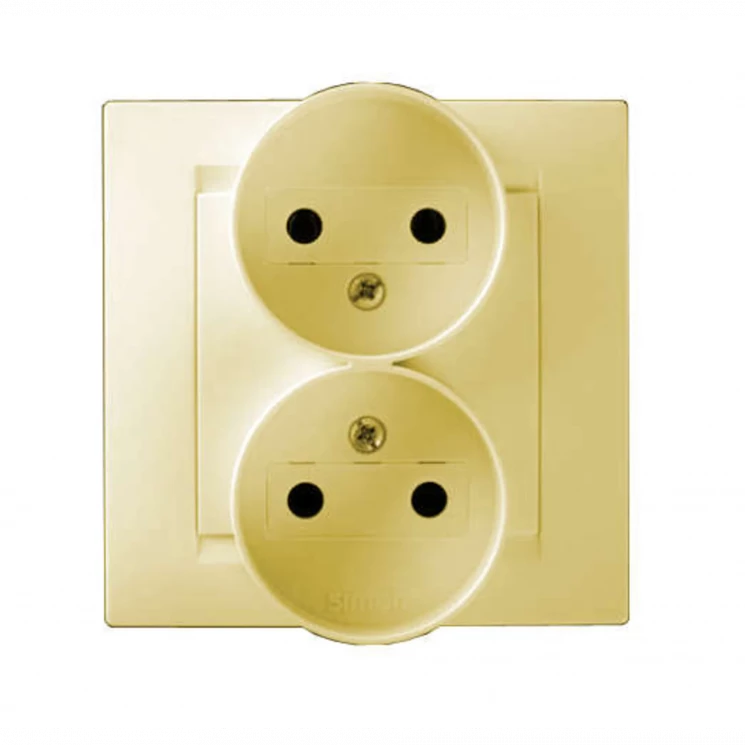 Розетка 2-м СП Simon15 16А IP20 250В без заземл. винт. клеммы сл. кость Simon 1590457-031