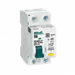 Выключатель автоматический дифференциального тока 2п (1P+N) C 6А 30мА тип AC 4.5кА ДИФ-103 DEKraft 1