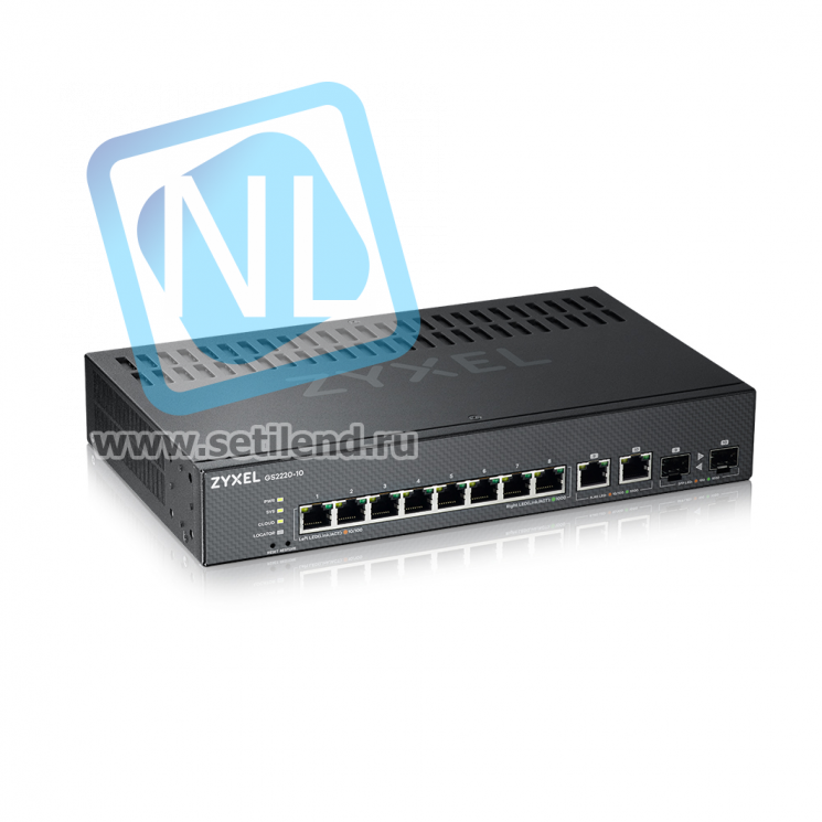 Коммутатор ZYXEL NebulaFlex Pro GS2220-10 Hybrid L2 Switch, rack 19", 8xGE, 2xCombo (SFP / RJ-45), silent, standalone / cloud management