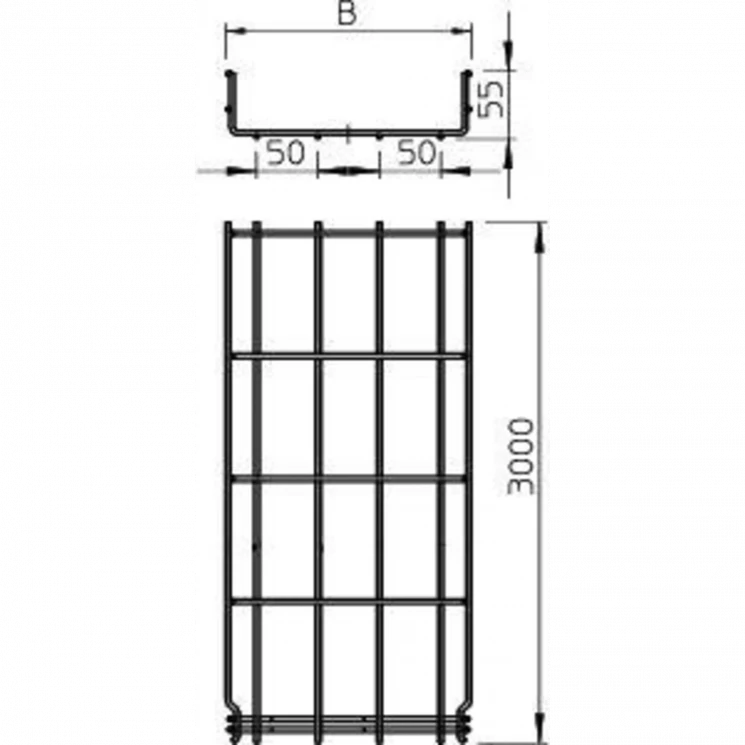 Лоток проволочный 200х55 L3000 сталь 3.9мм GRM 55 200 VA4301 OBO 6001076