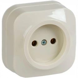 Розетка 1-м ОП GLORY РС20-2-ХК 10А без заземл. крем. IEK ERH10-K33-10