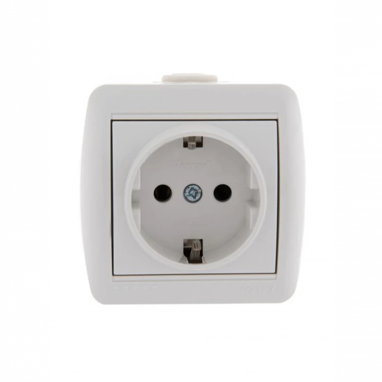 Розетка 1-м ОП Nata 16А IP20 с заземл. керамика бел. LEZARD 710-0200-122