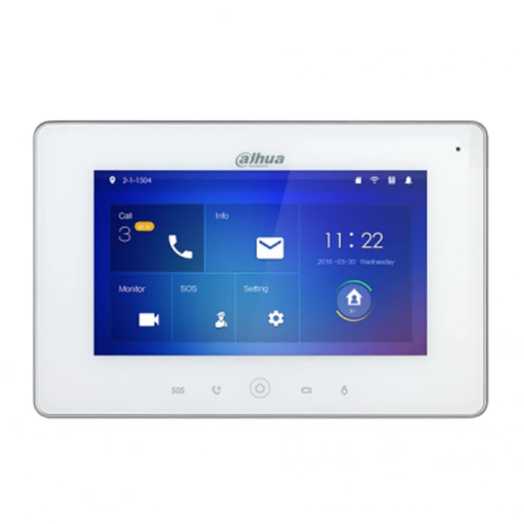 Монитор видеодомофона Wi-Fi Dahua DH-VTH5221DW 7 дюймов, 6 тревожных входов, поддержка PoE, поддержка SD карт